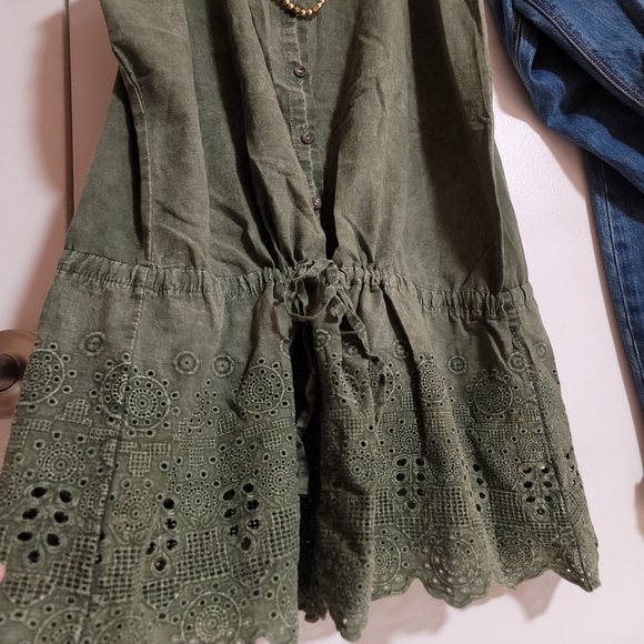 Olive Green Boho Crochet Blouse - Picture 6 of 7